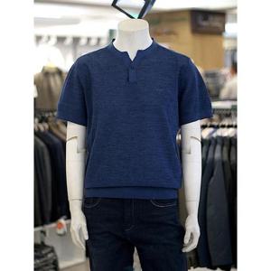 크로커다일 세이브존03 [크로커다일] 남성 봄 여름 멜란지 패턴 오픈 트임 반팔 니트 AGCDAABKR2311A