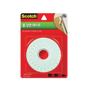3M 스카치 2240 다용도 부착 폼 양면테이프(24mmx4m) 다용도 부착 폼 양면테이프 테이프 스티커 문구 사무