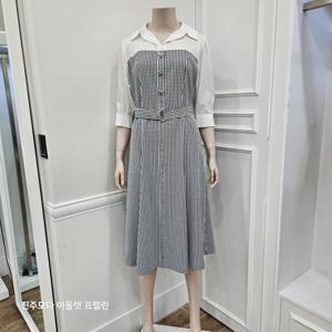 [프렐린]파크랜드 여성복 허리 밸트 셔츠 체크 원피스 RJO252070