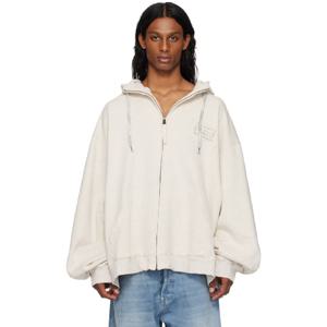 25 FW 메종마르지엘라 남성 오프 화이트 스탬프 로고 집업 후드티 251168M202001