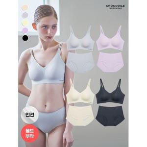 [크로커다일 이너웨어]라이크라 인견쉘론 몰드부착 더블스트랩 감탄브라+팬티 8종세트 택1 CDIJ022_SELEC