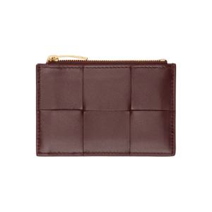 보테가베네타 카드지갑 버건디 카세트 지퍼 카드 지갑 251798F037004