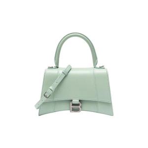 발렌시아가 샤이니 박스 카프스킨 아워글래스 스몰 핸드백 라이트 그린 5935461QJ4Y3906