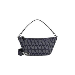 발렌티노 트왈 아이코노그래피 레더 디테일 데님 이펙트 자카드 패브릭 숄더백 데님 블랙 B0C24FGKYEX