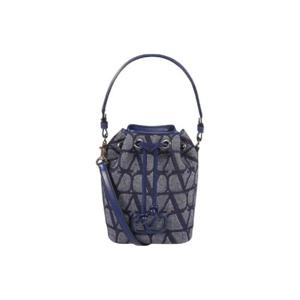 발렌티노 아이코노그래피 캔버스 버킷백 멜란지 데님 P0Z44QJMYJ9