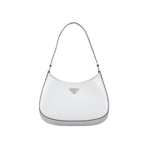 프라다 클레오 브러쉬드 레더 숄더백 화이트 N 1BC499-ZO6-F0PG7