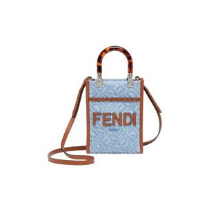 펜디 선샤인 미니 데님 쇼퍼백 라이트 블루 8BS051AJR3F1LN6