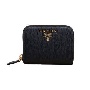 W 프라다 비텔로 무브 메탈로고 지퍼 카드지갑 블랙 1MM268 2B6P F0002