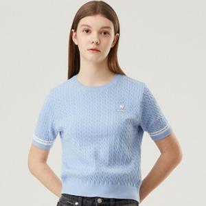 [정가 159000원]르꼬끄 여성 케이블 스웨터 크롭 반팔 QP122OST13_LPB