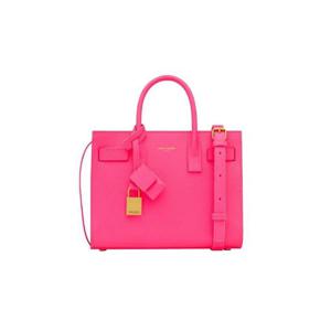 생로랑 삭 드 주르 나노 그레인 드 뿌드르 엠보스 레더 네온 핑크 앤 블랙 392035-AABGT-5693