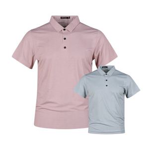 럭스골프 남성 스트라이프 텐션 카라 반팔 티셔츠 RM25M417