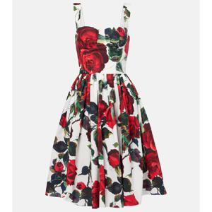 돌체앤가바나 플로럴 코튼 포플린 미디 드레스 P01009486