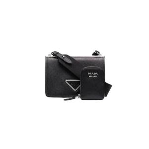 프라다 사피아노 레더 미니 지퍼 파우치 숄더백 블랙 1BD278-2EVU-F0XD9