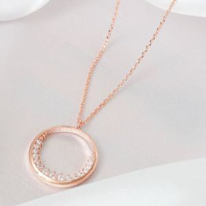 [에이치플러스몰]로즈골드 14KGP 큐빅 링 데일리 베이직 체인 목걸이