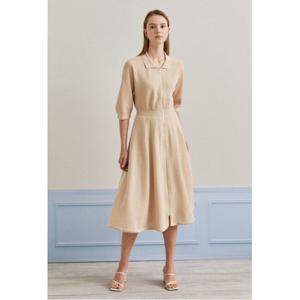 [더아이잗컬렉션]니트 카라 집업 원피스 (CP5A1OP541-BE)_DG