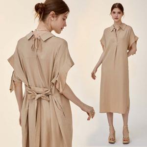 샵앤) 여성 반오픈 루즈핏 린넨 미디 원피스 CL-WOP0294