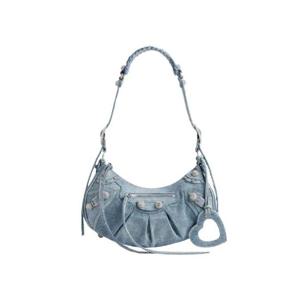 발렌시아가 라인스톤 데님 르 카골 스몰 숄더백 블루 6713072109U4715