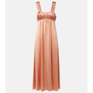 끌로에 러치드 실크 새틴 맥시 드레스 P01049402