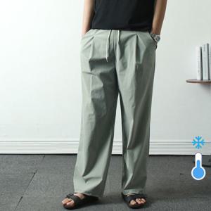 [프랭키뉴욕]남자 와이드팬츠 핀턱 여름 아이스 밴딩 빅사이즈 나일론 스판 국내제작 WDPA02