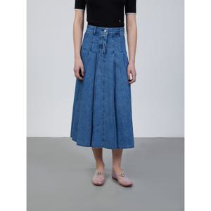 [쥬크]플리츠 A라인 데님 스커트(Z252PSD403)