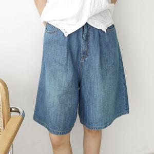 샵앤) 국산 여성 가볍고 시원한 데님 버뮤다 청 반바지 ATT-WPT-4487-진청
