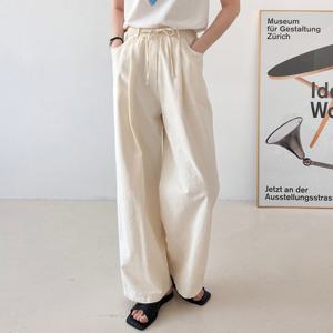 샵앤) 여성 허리밴딩 앞포켓 원턱 와이드핏 면 팬츠N NYS-WPT-4474-크림