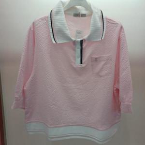 Latium HC06 팔뚝품편한 루즈핏 5부반팔 엠보싱 깔끔한 무지 카라 티블라우스 T2523bl32P