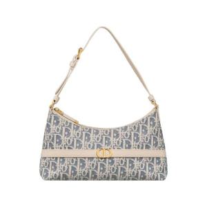 디올 30 몽테인 시갈 미니 백 디올 오블리크 라피아 이펙트 샴브레이 스무스 카프스킨 블루 라이트 비스킷 S2381UDFD-M925