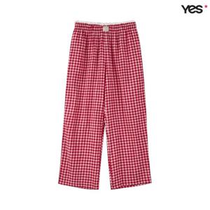 [예스]레드 고방체크 면소재 여성 이지웨어 하의 YSWEB252