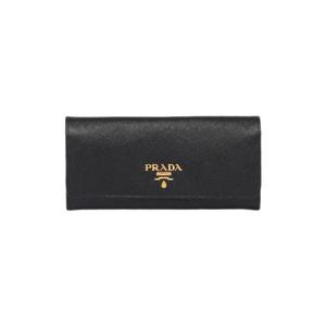 프라다 라지 사피아노 레더 월렛 블랙 히비스커스 1MH132-ZLP-F061H