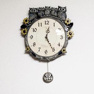 아트박스/마지우 해바라기부엉이가족 추벽시계 (주석)