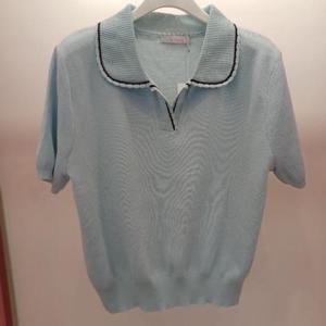 Latium HC06 부드러운 깔끔한 무지 카라띠 반팔 니트티 T2523sw31LB