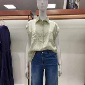 수스 HC04 시스루 스트라이프 캡 블라우스 S252BSH653