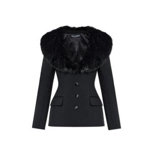 돌체앤가바나 싱글브레스트 퍼 칼라 재킷 F27BRTFUBF1 N0000 TP943940955