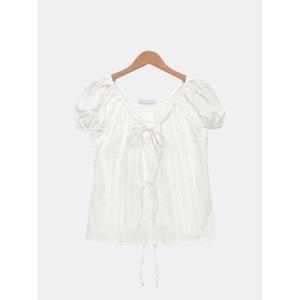 [엘케이트] 여성 블라우스 셔링 허리 핀턱 여름 반팔 블라우스 데이트룩 LBB002