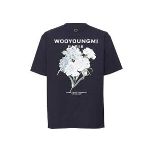 우영미 플라워 프린트 백로고 티셔츠 네이비   21SS W211TS10707N