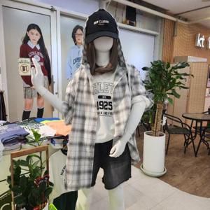 유솔 sh06 체크 반팔 후드 ULYC25SZ2