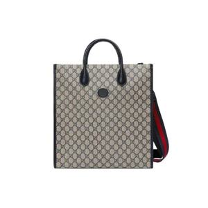 구찌 미디움 토트백 인터로킹 G 베이지 블루 GG 슈프림 674155-9C2VN-4076