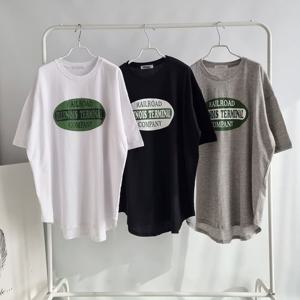 [아이우먼]빅사이즈라운드티 K884L507 레일로고박스면루즈핏티 NS