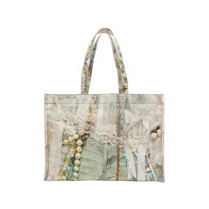 아크네 스튜디오 로고 숄더 토트백 화이트 그린 C10245-AET