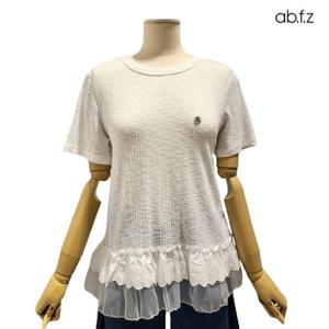 [에이비에프지]레이스 디테일 라운드넥 반팔 티셔츠 APZ3HK33H