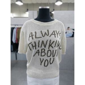 [에이비에프지]시스루 레터링 썸머 캐주얼 반팔니트 LFAFZ3HW33-BE