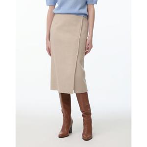 질스튜어트 뉴욕 여성 24FW 스테디셀러 베이지 단색 울캐시미어혼방 스커트 WJSK4D771I1