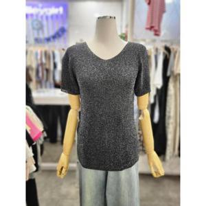 밸리걸 세이브존01 여름 브이넥 글리터 반팔 니트 242460