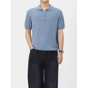 [빌리버스] 남성 반팔 반집업 워셔블 니트 여름 티셔츠 BOCET002