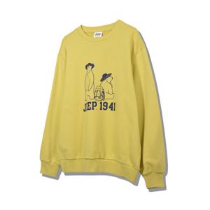 [지프]JO3TSU894 공용 테두리 곰 맨투맨 2024년 기획 옐로우 티