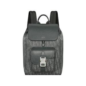 디올 새들 백팩 플랩 디올 오블리크 캔버스 앤 그레인드 카프스킨 앤트러사이트 그레이 1ADBA200JCL-H870