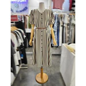 밸리걸 세이브존01 스트라이프 벨티드 버튼업 반팔 롱원피스 814770