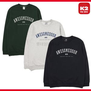 K2 간절기 남성 라운드 맨투맨 긴팔 티셔츠/가슴로고/캐주얼/KMU24243YD