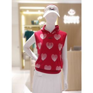[파리게이츠]521E3SV201_RE-여성 하트 패턴 후드 베스트-(25년가을)